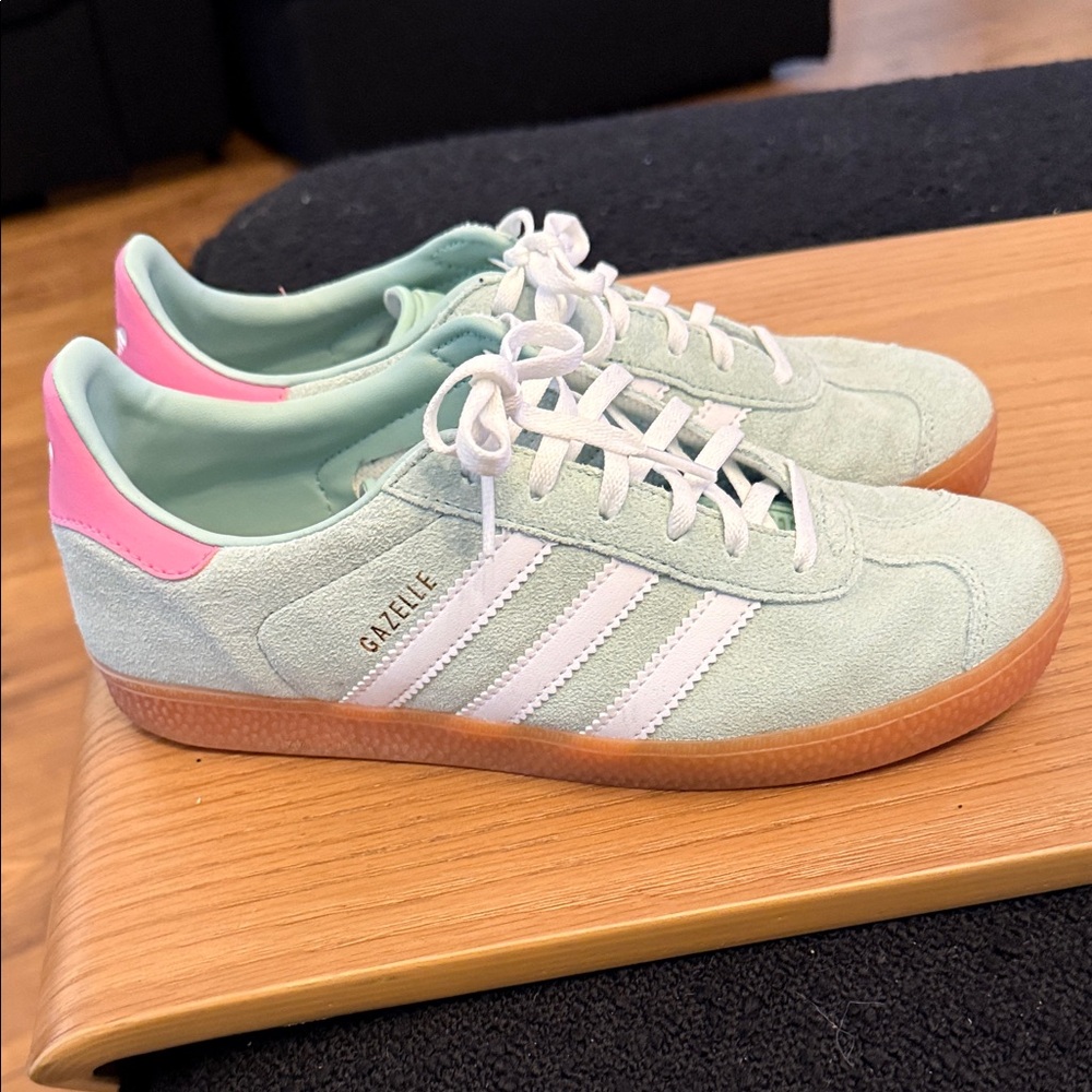 Adidas Gazelle Pastel Green and Pink Sneakers